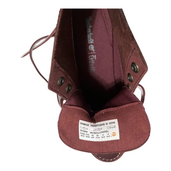Timberland Women's Lace Up Boots - Burgundy and Tan - Picture 7 of 7